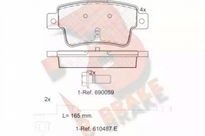 R BRAKE rb1968 -  Комплект тормозных колодок, дисковый тормоз